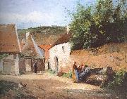 Camille Pissarro Chat village woman USA oil painting artist